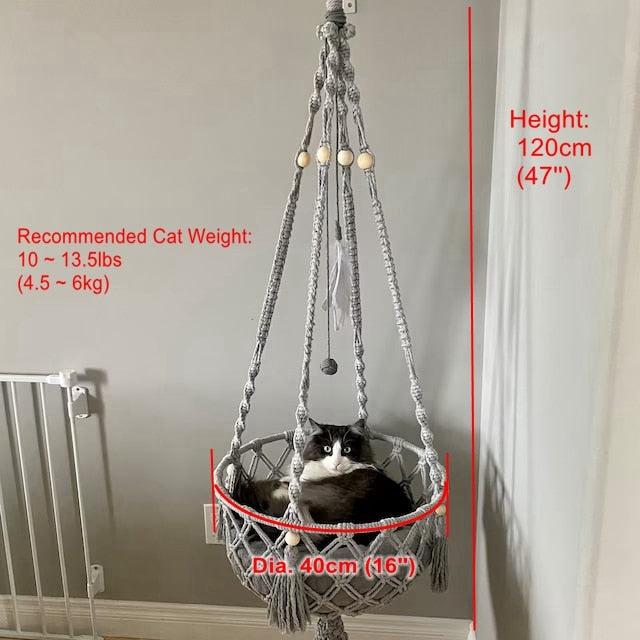 Big 40x120cm Cat Hammock Window Macramé Pet Bed