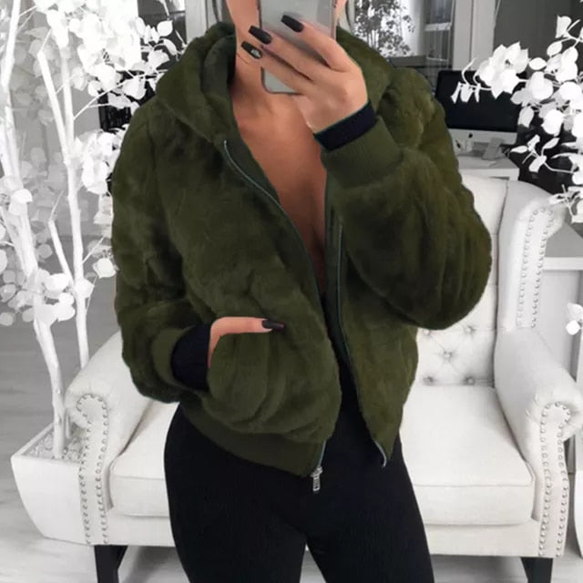 New Faux Fur Coat With Hood