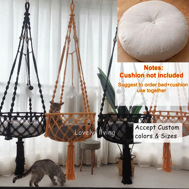 Big 40x120cm Cat Hammock Window Macramé Pet Bed