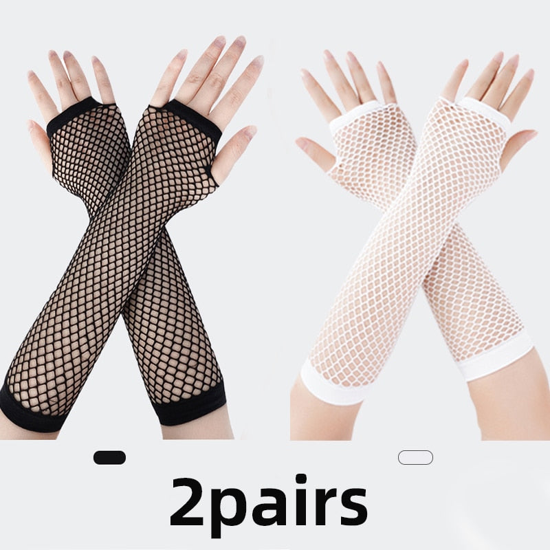 Fishnet Fingerless Long Gloves