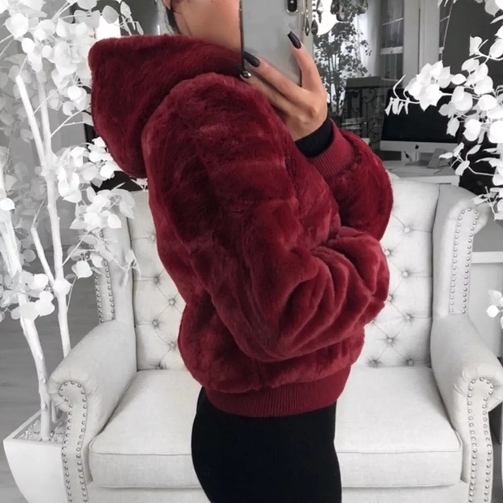 New Faux Fur Coat With Hood