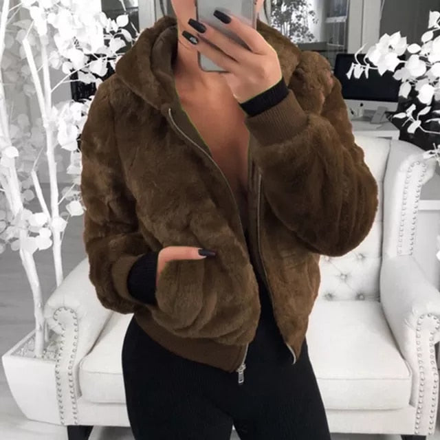 New Faux Fur Coat With Hood