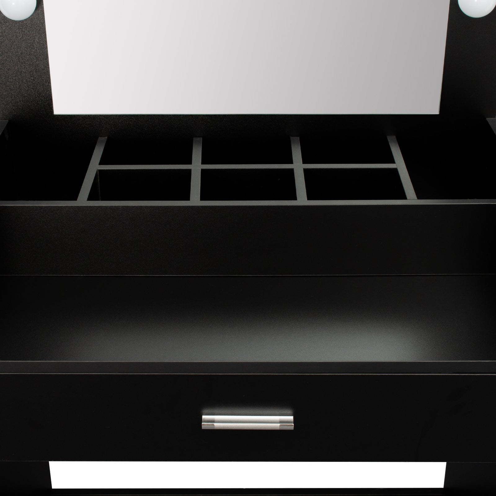 LED 1PC Dressing Table With Mirror Open Storage/Make Up Mirror Light Bulbs