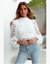Elegant Long Sleeve Lace Blouse Crochet