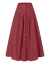Casual Loose Hem Button A-line Long Skirt