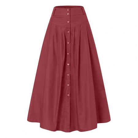 Casual Loose Hem Button A-line Long Skirt