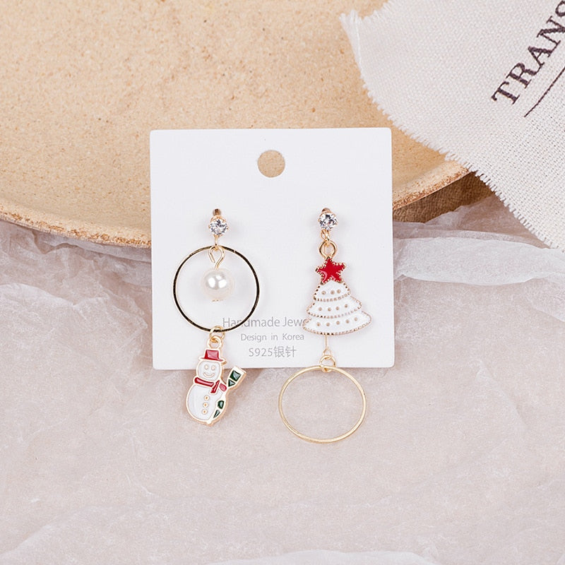 Fashion Green Red Color Star Ball Christmas Earring Women