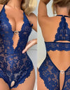 Transparent Lace Sexy V-neck Backless Crotch less lingerie