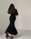 Zipper Lapel Slim V Neck Fishtail Dress