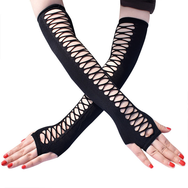 Elastic Fingerless Mesh Gloves