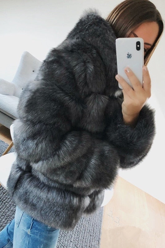 High Quality Warm Thick Hooded Fur Winter Coat