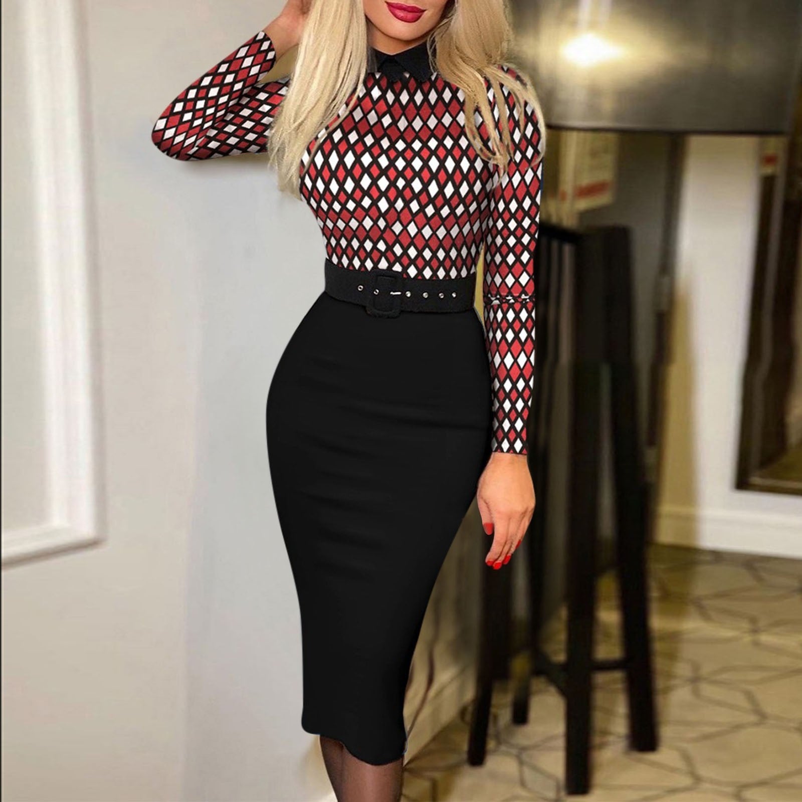 Casual Elegant Fashion Print Work Dress