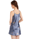 Satin Nightgown Crane Print Sleepwear With Spaghetti Strap