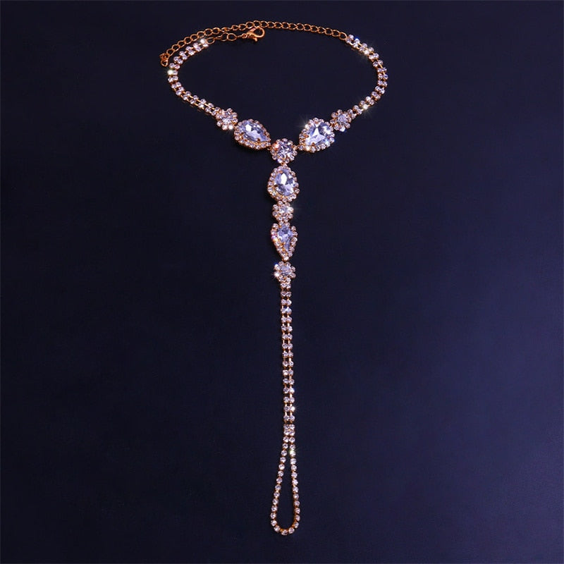 Silver Color/Gold Color Rhinestone Toe Loop Anklet