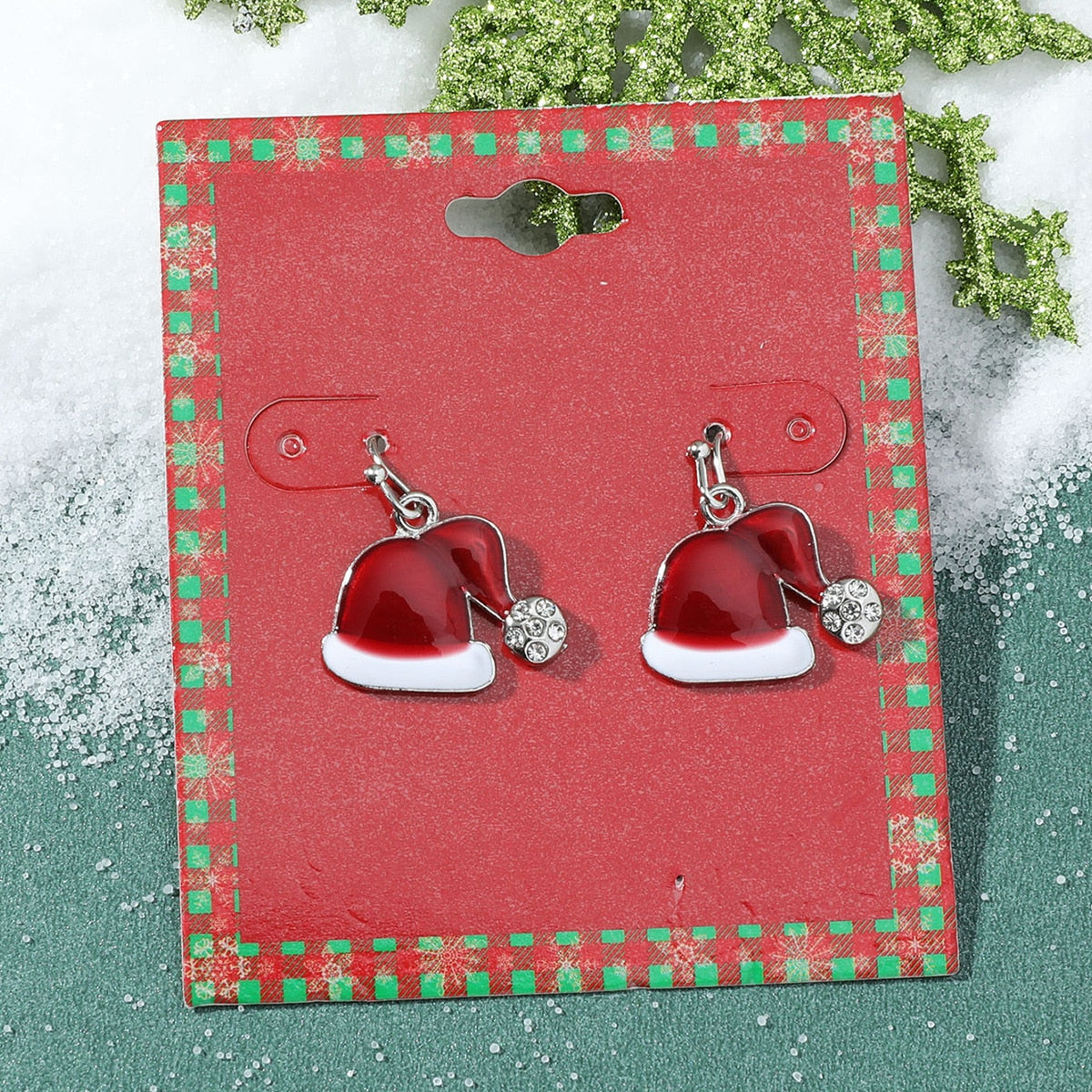 Fashion Green Red Color Star Ball Christmas Earring Women
