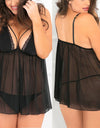 Plus Size Lingerie Floral Lace Night Dress With Thong Set