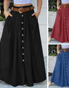 Casual Loose Hem Button A-line Long Skirt