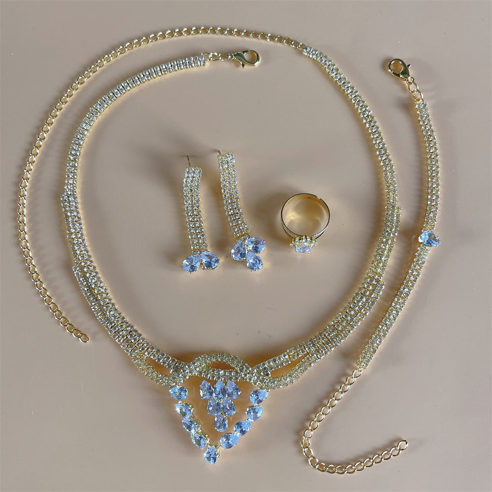 Silver Color Rhinestone Crystal Bridal Jewelry Sets