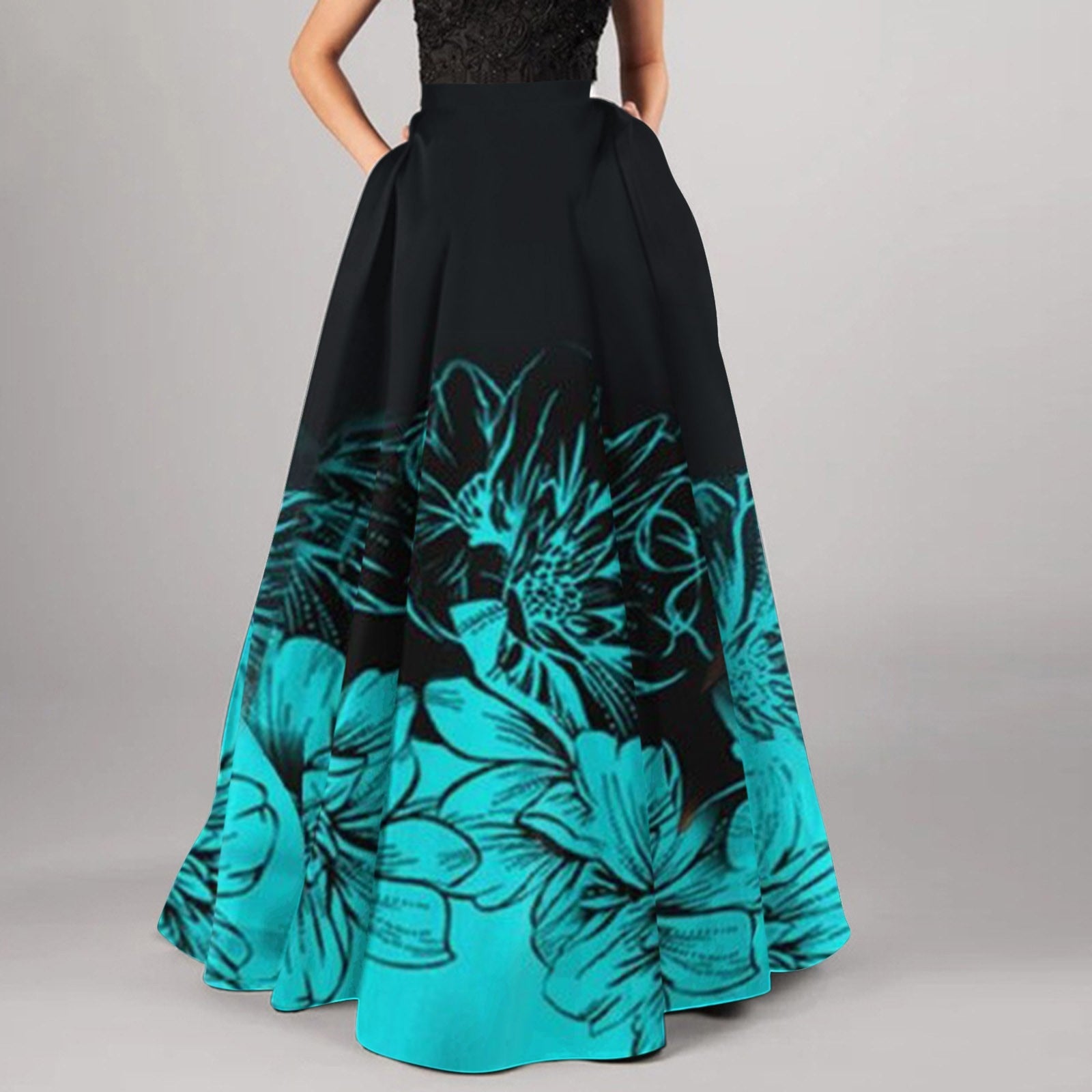High Waist Bohemian Floral Print Maxi Skirts