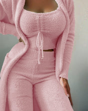 Load image into Gallery viewer, Warm Soft Fleece 3 Pieces Crop Top+Long Pants+Coat
