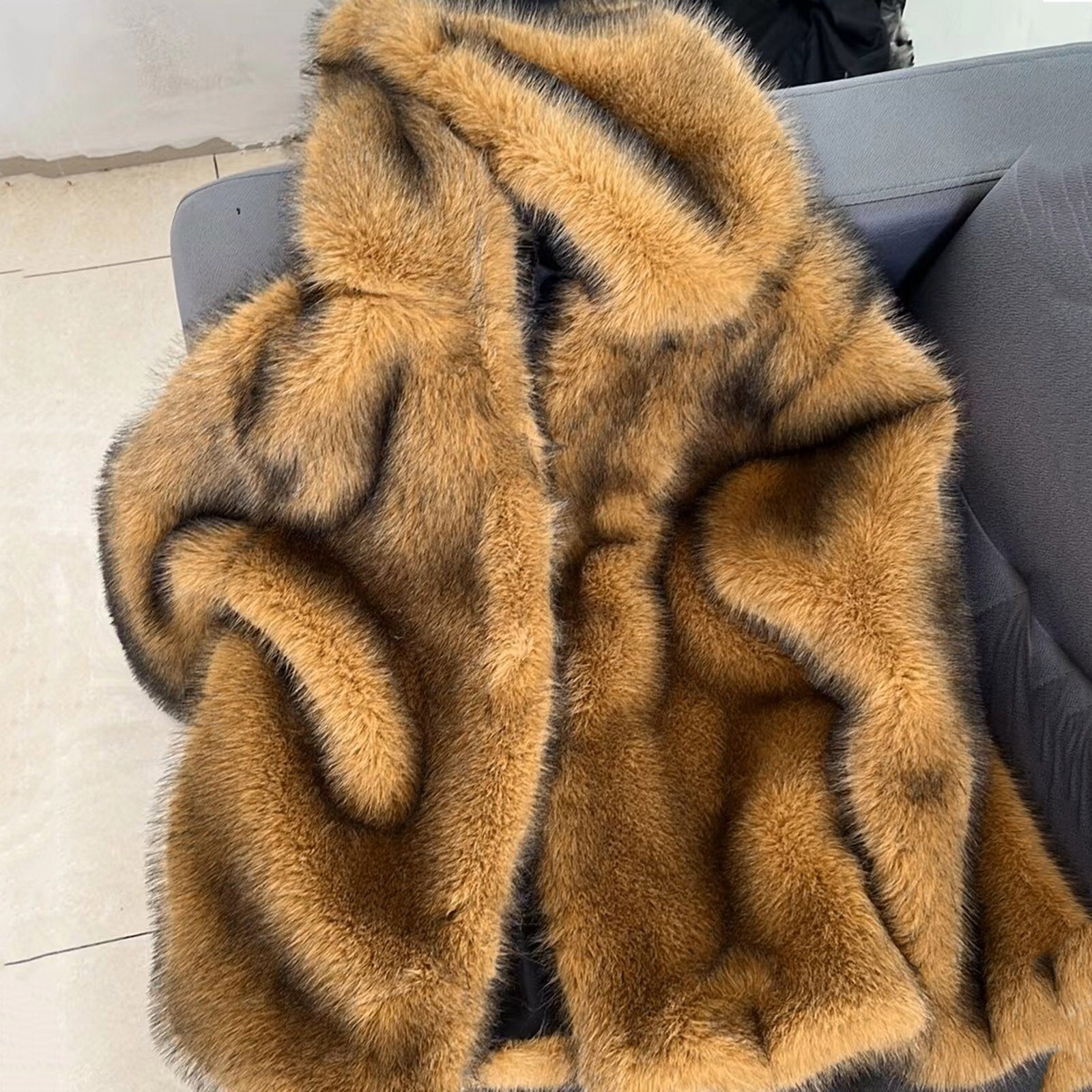Hooded High Quality Faux Fur Top Coat