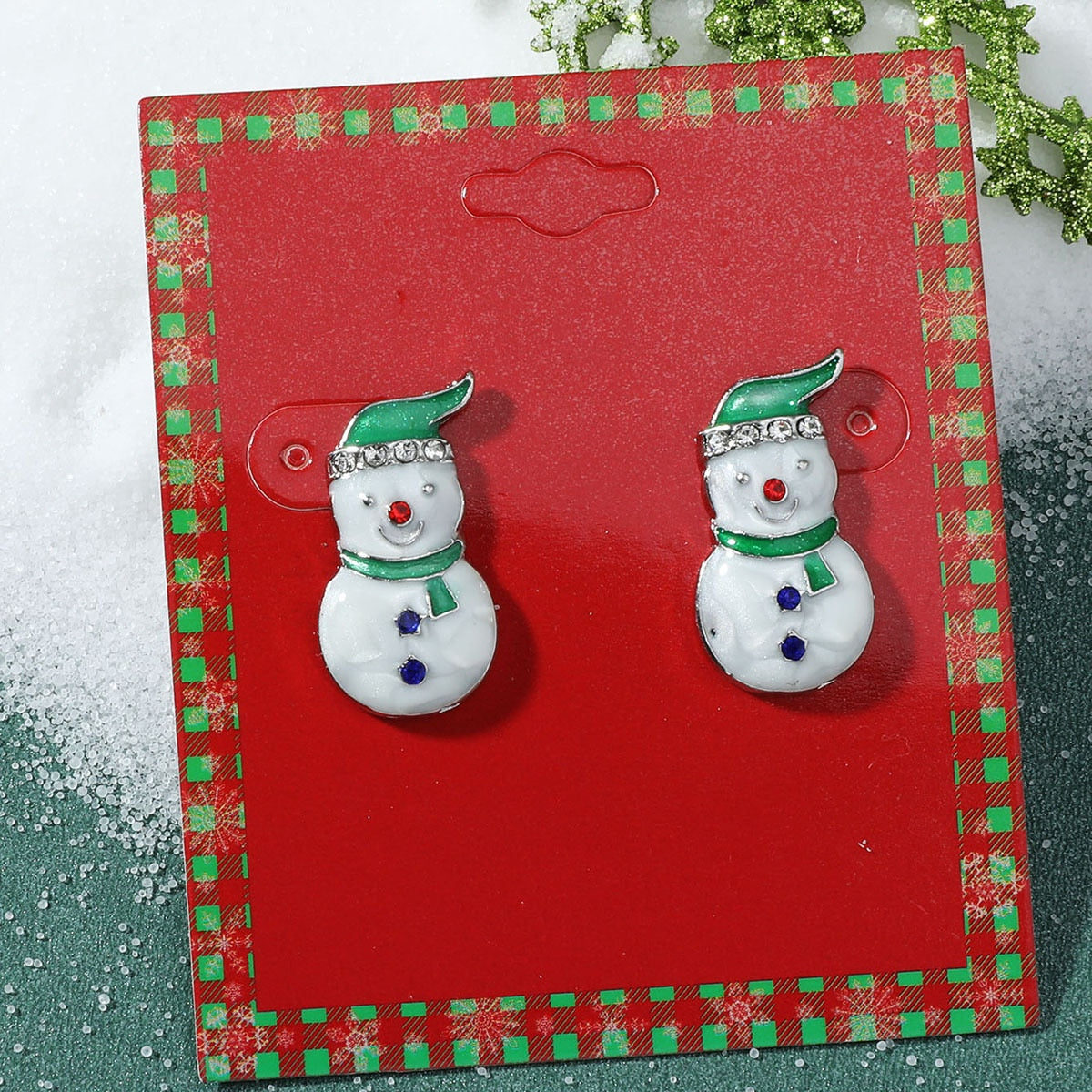 Fashion Green Red Color Star Ball Christmas Earring Women