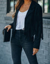 Fringed Hem Tassel Cardigan Crop Top