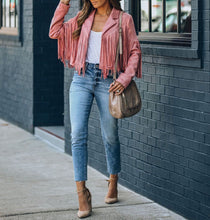 Load image into Gallery viewer, Fringed Hem Tassel Cardigan Crop Top
