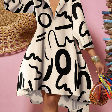 Fashion Print Loose Camouflage Irregular Dress