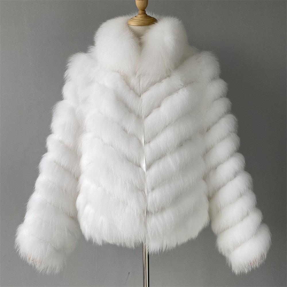Luxury Real Fox Fur Coat(Reversible) With High-Grade Silk Liner