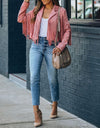 Fringed Hem Tassel Cardigan Crop Top