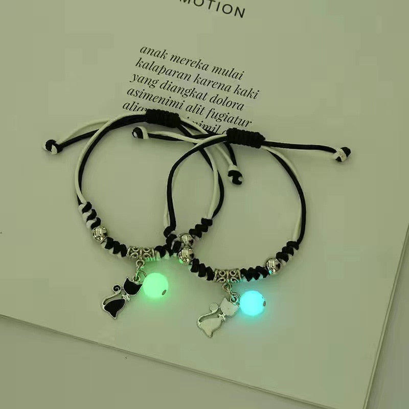 Luminous Cat/Star/Key & Heart Bracelet With Adjustable Rope