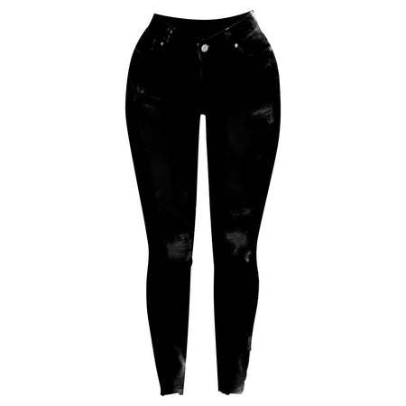Women's Butt Lifting Skinny Denim Jeans High Waist Pencil Jean Stretchy Distressed Slim Trousers Destroyed Ripped Jean Oversized