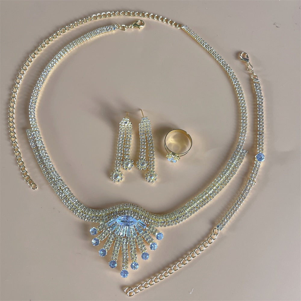 Silver Color Rhinestone Crystal Bridal Jewelry Sets