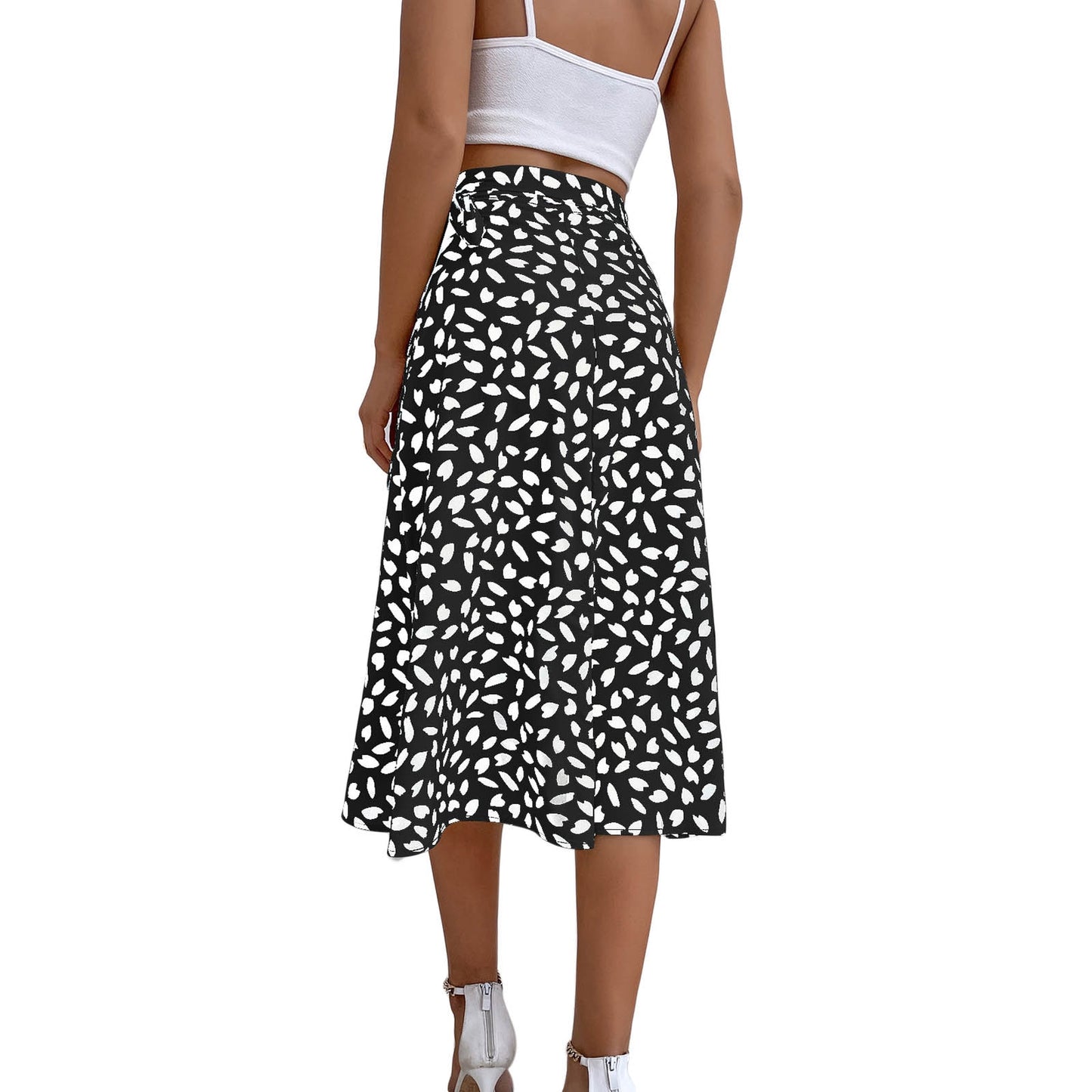 Midi A-Line High Waist Split Wrap Skirt