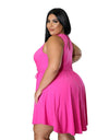 Solid Color V Neck Dress