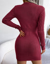 Sexy Openwork Twist Waist Hip Skirt Sweater Dress