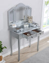 Wooden Vanity Make Up Table and Stool Set With Table Mirrors