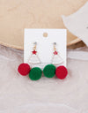 Fashion Green Red Color Star Ball Christmas Earring Women
