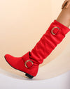 Pleated Knee High Boots