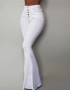 Bell-bottom Solid High Waist Long Pants