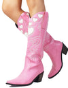 Heart Pointed Toe Embroidery Cowgirl Western Boots