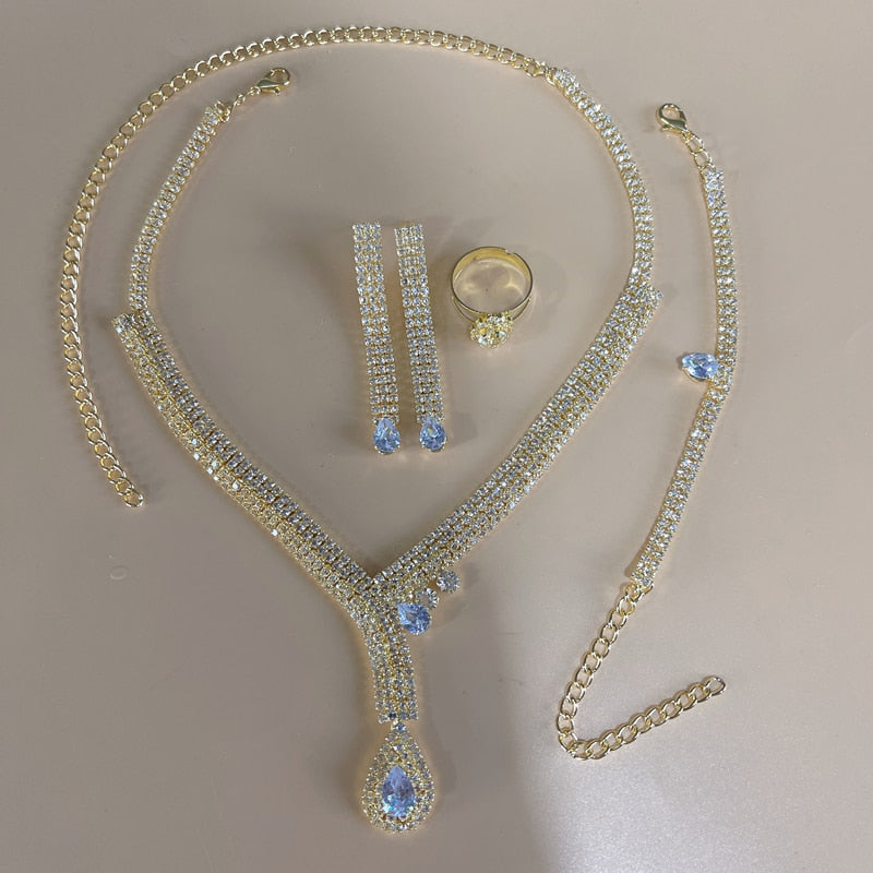 Silver Color Rhinestone Crystal Bridal Jewelry Sets
