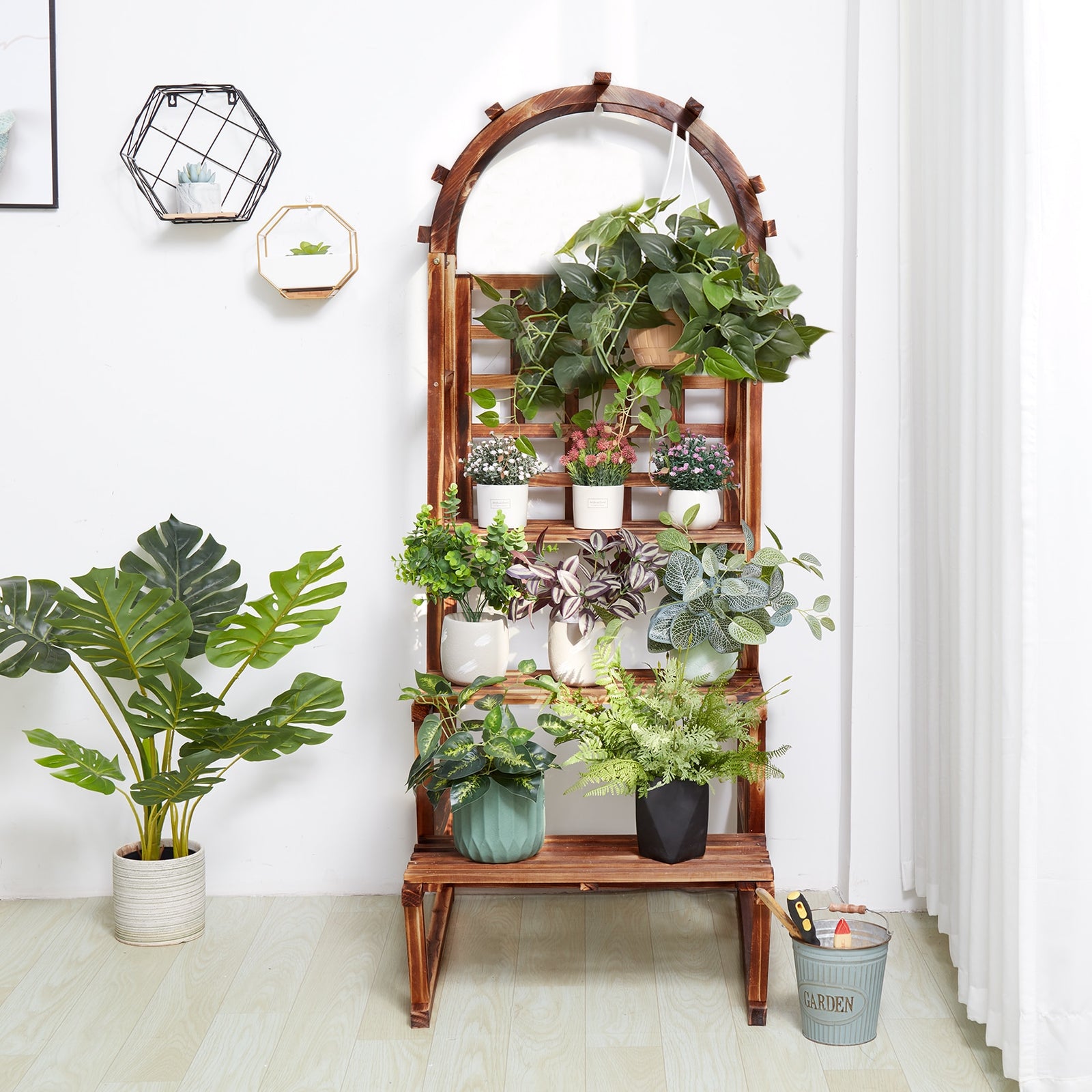 Indoor/Outdoor 3 Tier Wood Plant Stand