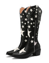 Western New Star Design Slip On Cowgirl Boots Black Brand