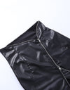 Irregular Faux Leather High Waist A-Line Zipper Skirt