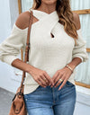 Long Sleeve Chic Criss-Cross Neck Sweater