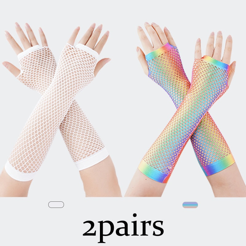 Fishnet Fingerless Long Gloves