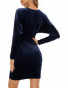 Red V-Neck Slim Belt Velvet Dress