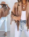 Fringed Hem Tassel Cardigan Crop Top